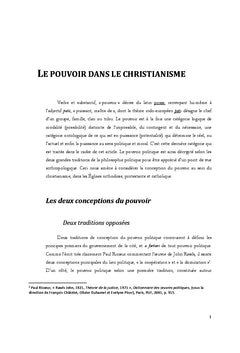 Le pouvoir dans le christianisme Principes et applications