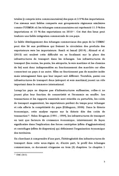 heterogèneite d'infrastructures de transport et echanges en zone CEMAC
