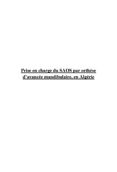 Prise en charge du SAOS par orthese d'avancee mandibulaire en Algerie