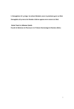 Hémoglobine S et paludisme au Mali