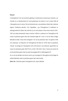 Hémoglobine S et paludisme au Mali