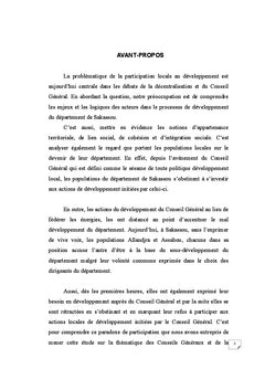 Conseils généraux et participation locale au développement