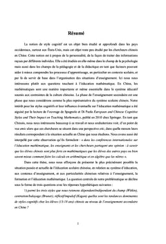 Les Styles Cognitifs et leurs influences sur l'éducation mathématique
