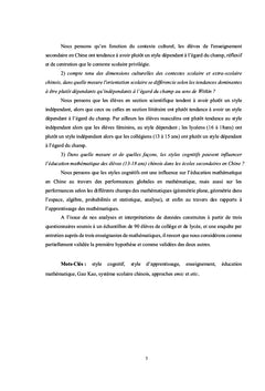 Les Styles Cognitifs et leurs influences sur l'éducation mathématique
