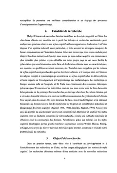 Les Styles Cognitifs et leurs influences sur l'éducation mathématique