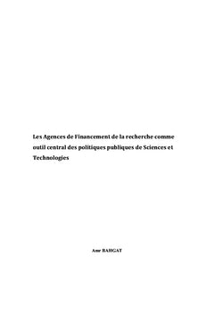 Les agences de financement de la recherche