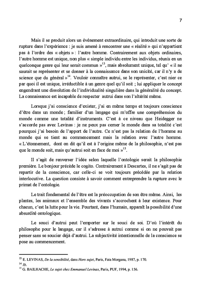 L'éthique comme substitution du moi à l'autre