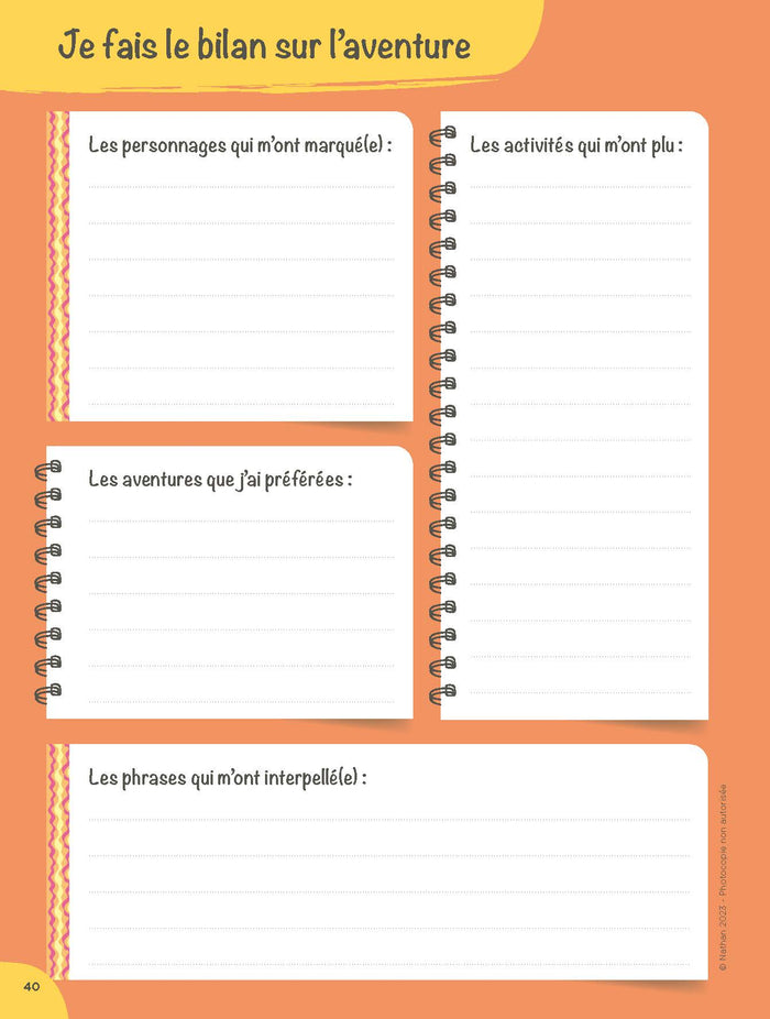 Mon carnet de lecteur 6e à personnaliser