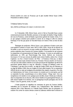 Oraison funèbre de Louis de Frontenac