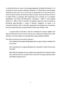 Effet gastroprotecteur de la camomille: etude ethnopharmacologique