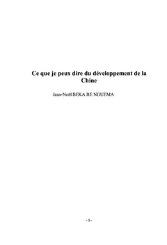 Ce que je peux dire du développement de la Chine