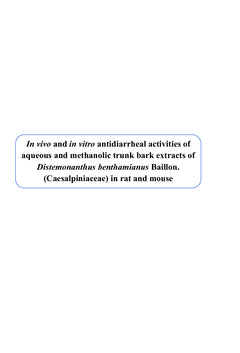 Activités antidiarrhéiques des extraits de Distemonanthus benthamianus