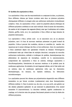 Synthèse et caractérisation de copolymères à blocs amphiphiles