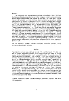 Biologie et peche des poissons capitaines du littoral de cote d'ivoire