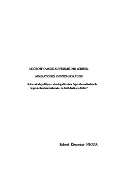 Le droit d'asile au prisme des "crises" migratoires contemporaines