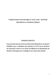 Cryptococcose en zone rurale Gabonaise : mythe ou realite ?