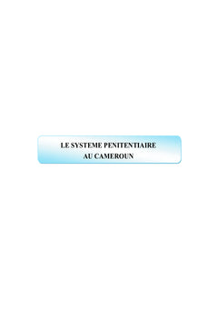 Le systeme penitentiaire au Cameroun