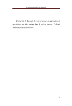 Le systeme penitentiaire au Cameroun