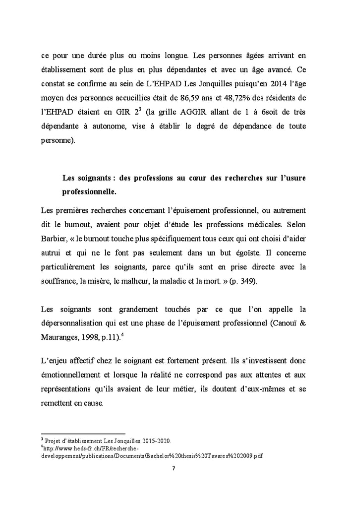 Prevenir et reduire l'usure psychologique des professionnels en eHPAD