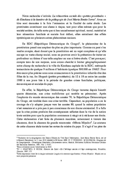 La réinsertion sociale des petites prostituées de Kinshasa