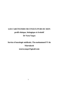 Les carcinomes mucineux purs du sein