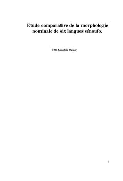 Etude comparative de la morphologie nominale de six langues senoufo
