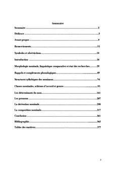 Etude comparative de la morphologie nominale de six langues senoufo