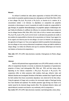 Etude Par FP-LAPW des alliages Pb1-xCaxM (M=S; Se; Te)