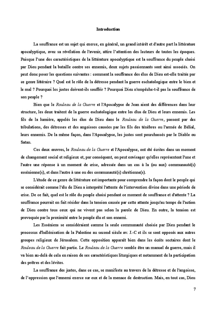 La souffrance des justes dans la littérature apocalyptique