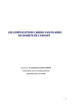 Complications cardio-vasculaires du diabète de l'enfant