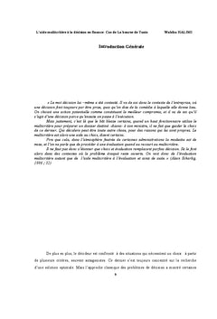 L'aide multicritere A la decision en finance-Cas de La bourse de Tunis