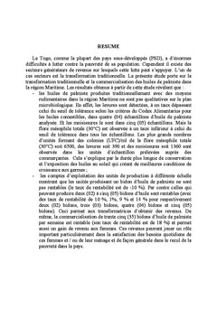 Transformation traditionnelle et commercialisation de l'huile de palme