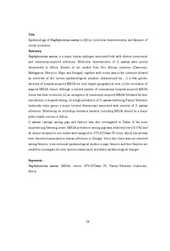 Epide?miologie moleculaire de Staphylococcus aureus en Afrique