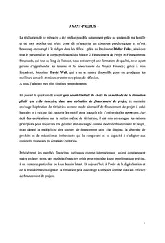La titrisation comme mode de financement de projets: