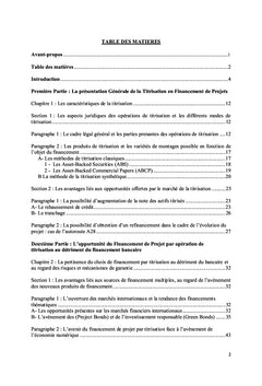 La titrisation comme mode de financement de projets: