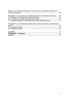 La titrisation comme mode de financement de projets: