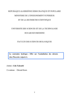 La contrainte hydrique