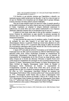 Histoire du catholicisme en pays senoufo de cote d'Ivoire 1904-1977