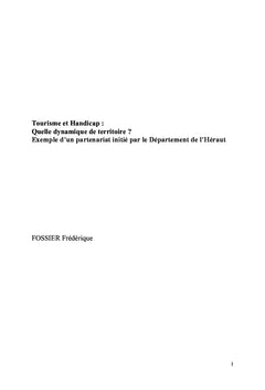 Tourisme et Handicap: Quelle dynamique de territoire?