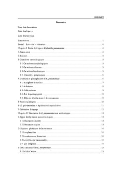 Etude bacteriologique et moleculaire de Klebsiella pneumoniae