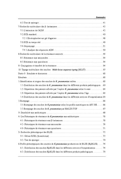 Etude bacteriologique et moleculaire de Klebsiella pneumoniae