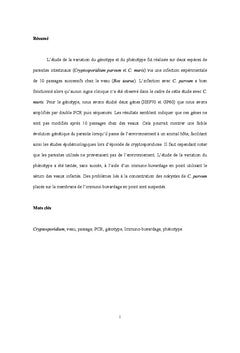 Genotype et phenotype de Cryptosporidium parvum et C. muris