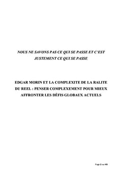 Nous ne savons pas ce qui se passe et c'est justement ce qui se passe