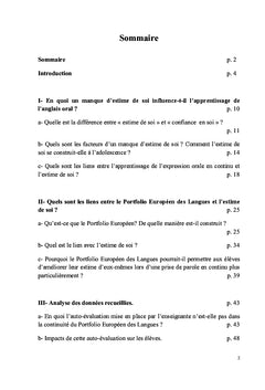 Portfolio europeen des Langues et estime de soi en classe d'anglais