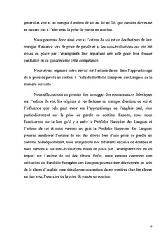 Portfolio europeen des Langues et estime de soi en classe d'anglais