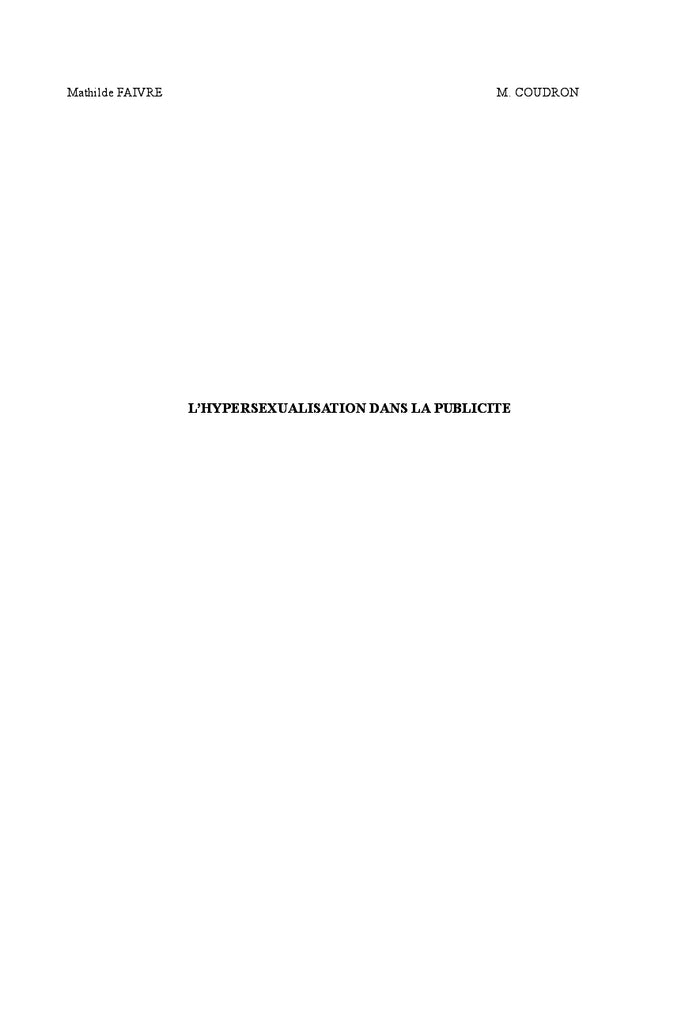 L'Hypersexualisation en Publicité