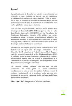 Rôle de la confiance dans l'attractivité territoriale aux IDE