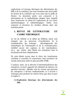 Rôle de la confiance dans l'attractivité territoriale aux IDE