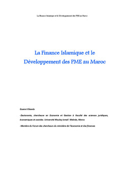 Finance islamique et développement des PME au Maroc