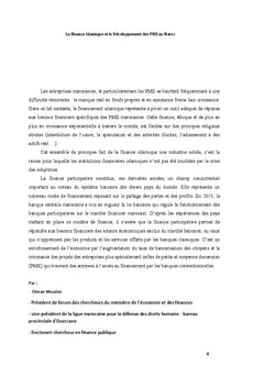 Finance islamique et développement des PME au Maroc